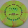 Radiant Taffy Love - yellow - rainbow - pretty-flat - somewhat-stiff - 173g - 174-6g